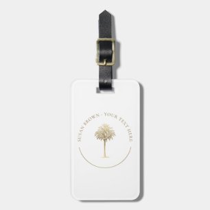 Guld Träd Luggage Tag med läderband Bagagebricka