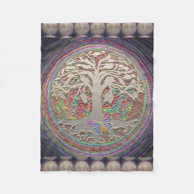 Guld- träd med Butterly Fleecefilt (Framsidan)