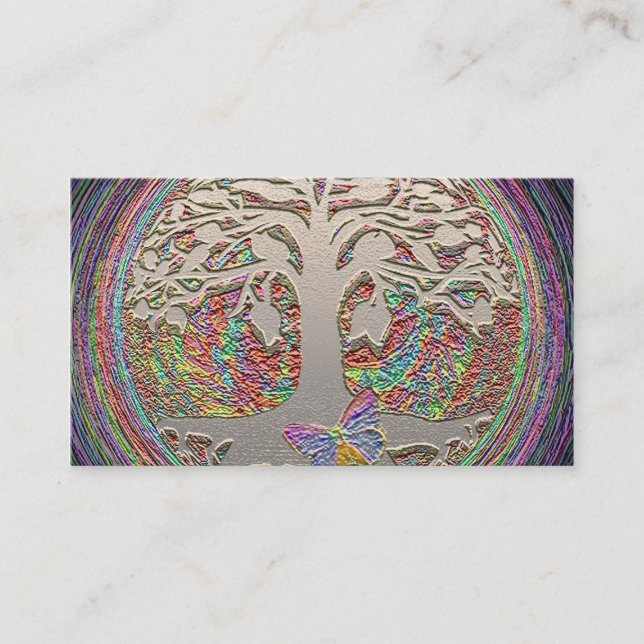 Guld- träd med Butterly Visitkort (Framsida)