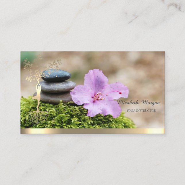 Guld Träd Women Silhouette Landscape Yoga Visitkort (Framsida)