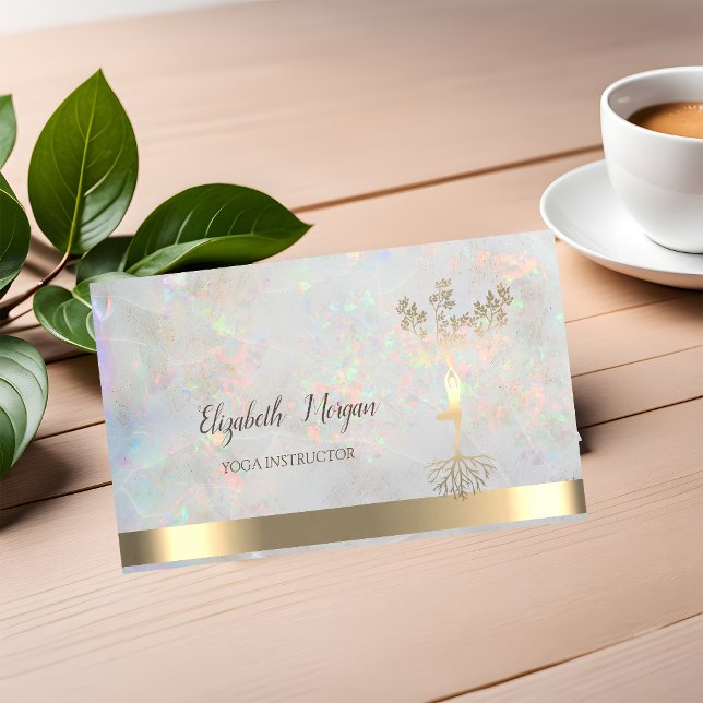 Guld Träd Women Silhouette,Opal Yoga Instructor Visitkort (Skapare uppladdad)