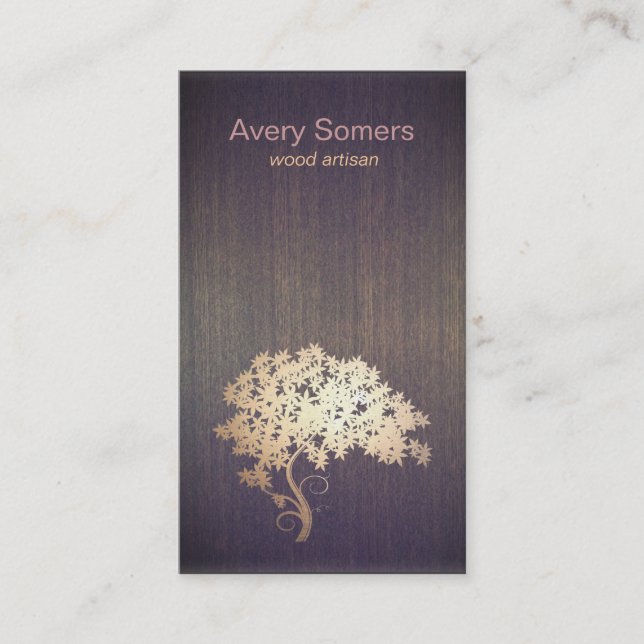 Guld Träd Wood Artist Affärskort Visitkort (Framsida)