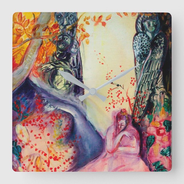 GULD- trädgård för DRÖM-/YogameditationZen Fyrkantig Klocka (Framsida)