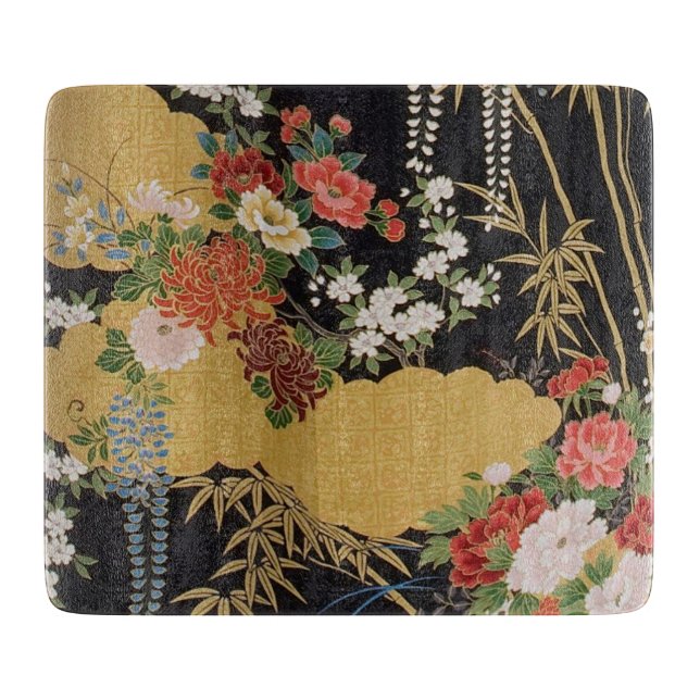 Guld Traditionellt japanskt Blommigt glas (Framsidan)