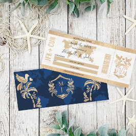 Guld Travel Boarding Pass Mexico Spara datum Inbjudningar