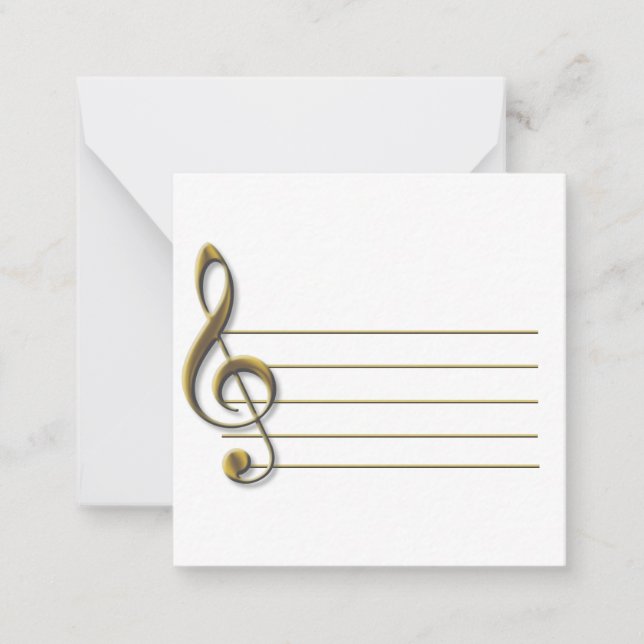 Guld Treble Clef Blank Notecard Anteckningskort (Framsida)