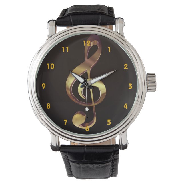 Guld Treble Clef Music Watch Armbandsur (Framsida)