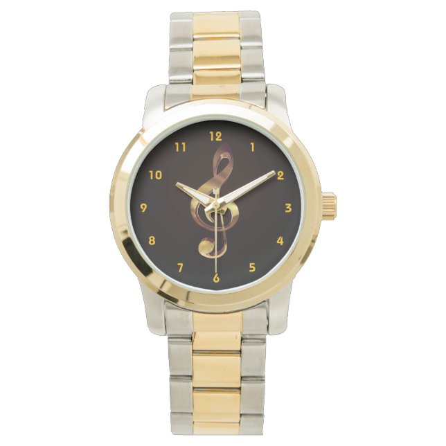 Guld Treble Clef Music Watch - Prova ett annat Sti Armbandsur (Framsida)