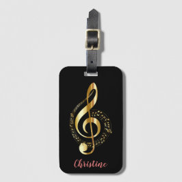 Guld Treble Clef Personlig Music Bagagebricka