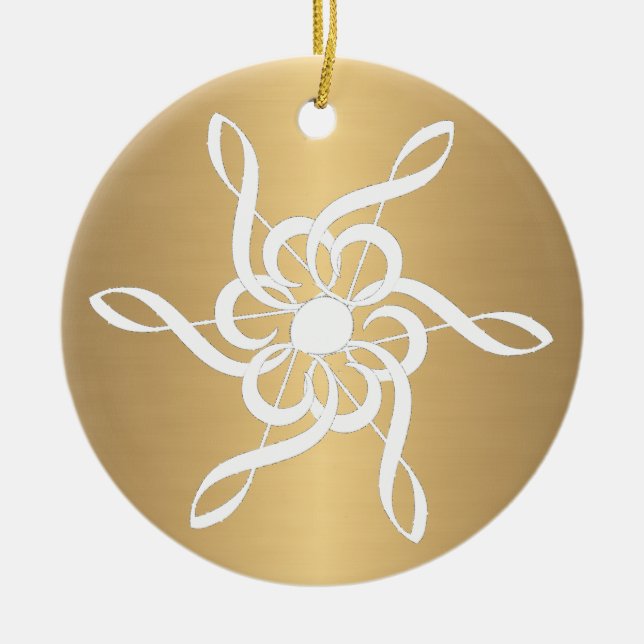 Guld Treble Clef Snowflake Musical Ornament (Framsidan)