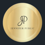 Guld Trendig Template Monogram Modern stor Magnet<br><div class="desc">Elegant Faux Guld-mallens monogram Modern stort runda magnet.</div>