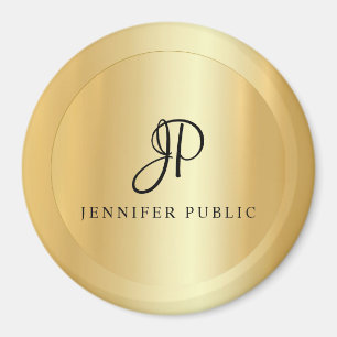 Guld Trendig Template Monogram Modern stor Magnet