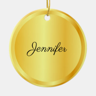 Guld-Trendiget i skriptmallen personlig Julgransprydnad Keramik