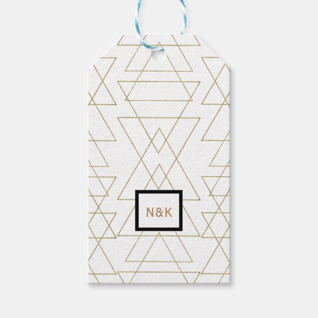Guld Triangles Chic White Modern Glamor Presentetikett (Framsidan)