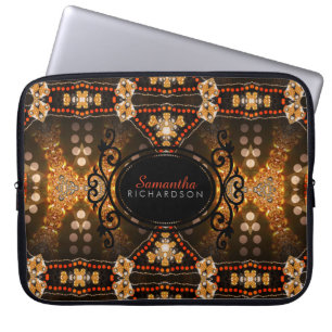 Guld Tribal Batik Custom Name Laptop sleeve