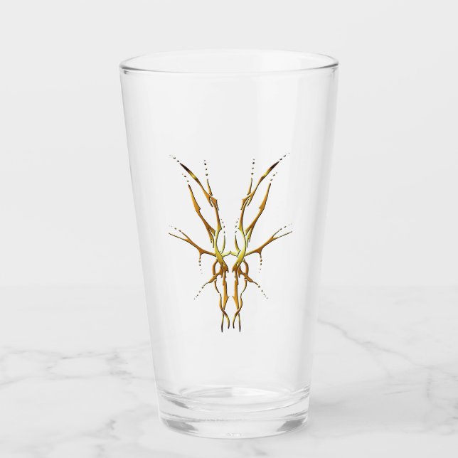 Guld Tribal Hjälm Skalle Jakt Design Glaskopp (Framsida)