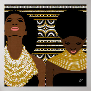 guld Tribal Necklace   Naturhår   Black Woman Poster
