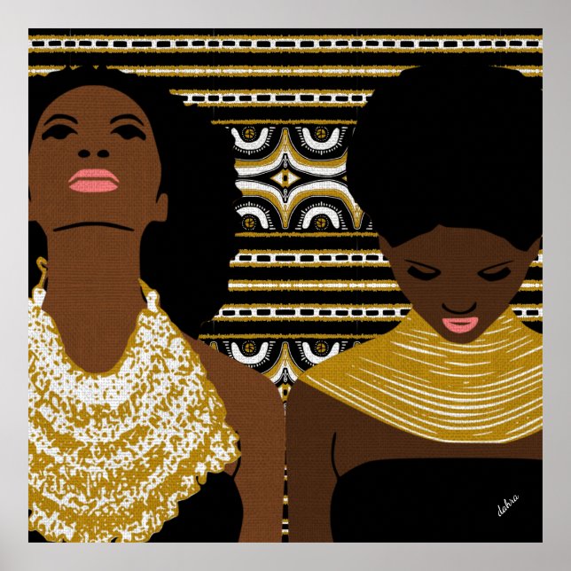 guld Tribal Necklace | Naturhår | Black Woman Poster (Framsidan)
