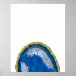 Guld Trim Blue Geode Poster