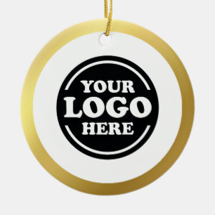 Guld Trim Business Logotyp jul Ceramic Ornamic Julgransprydnad Keramik