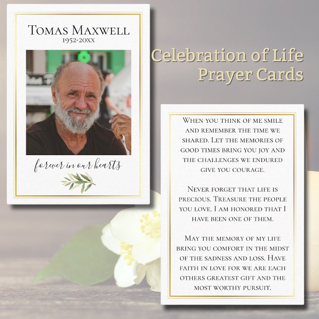 Guld Trim Firande i livstidsPrayer-kort Visitkort (Gold Trim Celebration of Life Prayer Cards
)