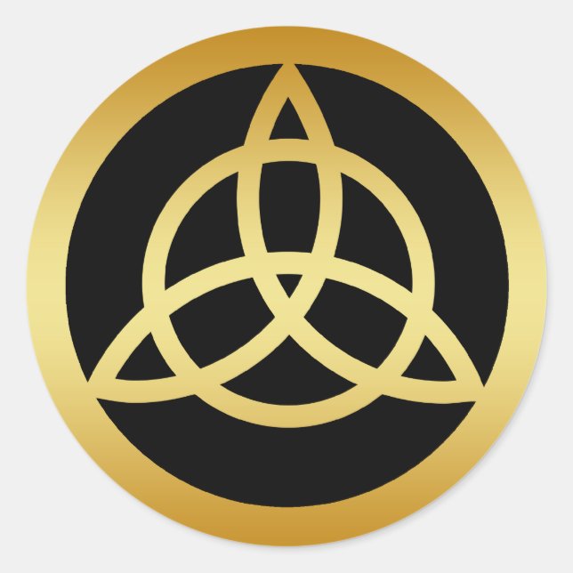 GULD TRINITY KNOT RUNT KLISTERMÄRKE (Framsida)