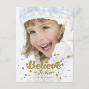 Guld Tro Magic Hand Lettered Helgdag Photo Vykort