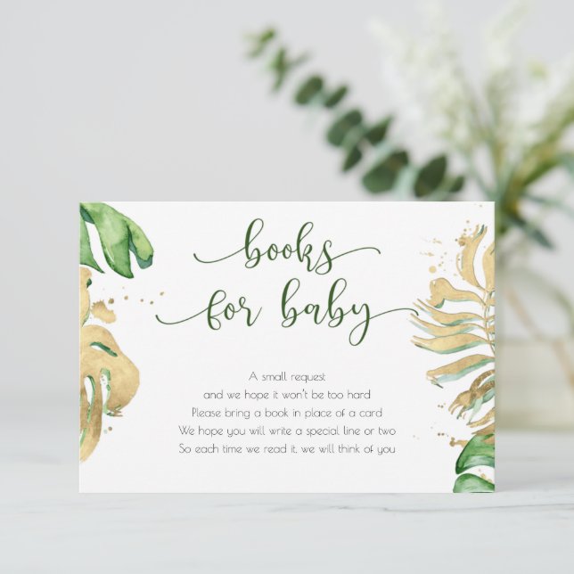 Guld Tropical Baby Shower Bokar för Baby Card Inbjudningar (Stående Fram)