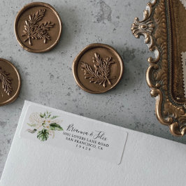 Guld Tropical Foliage Blommigt Returadress Returadress Etikett