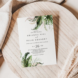 Guld Tropical Grey Avslappnad Bröllop Inbjudningar