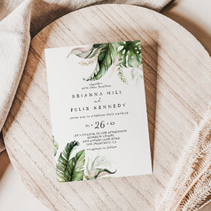 Guld Tropical Grey Avslappnad Bröllop Inbjudningar