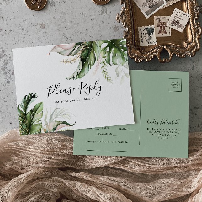 Guld Tropical Grey Menu Choice OSA Postcard Vykort (Skapare uppladdad)
