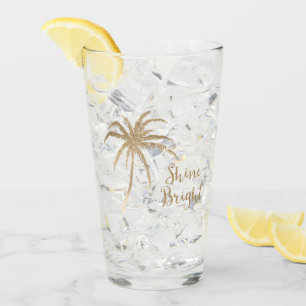 Guld Tropical Handflatan Shine Bright Glitter Glaskopp