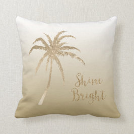 Guld Tropical Handflatan Träd Shine Bright Glitte Kudde