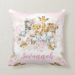  Guld Tropical Jungle Safari Animals Nursery Kudde