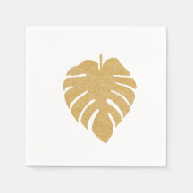 Guld Tropical Monstera Löv Napkin