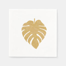 Guld Tropical Monstera Löv Napkin Pappersservett