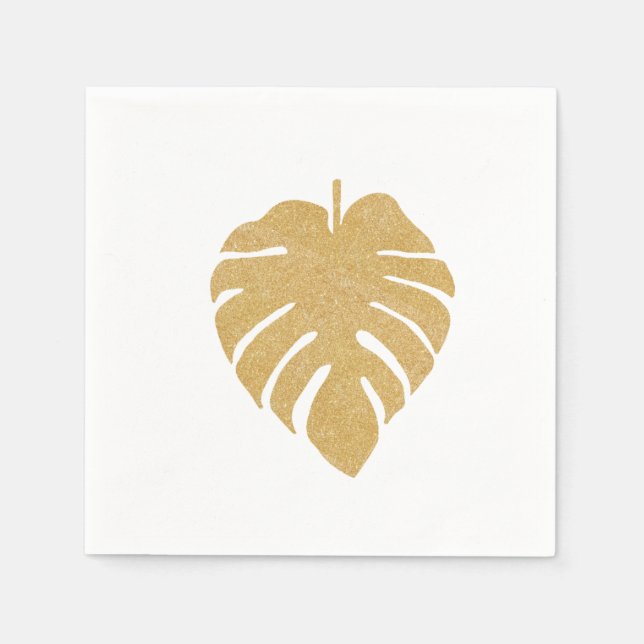 Guld Tropical Monstera Löv Napkin Pappersservett (Framsidan)