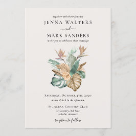 Guld Tropik Bröllop Inbjudningar