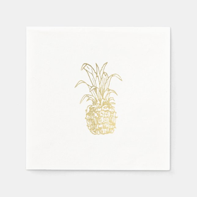 Guld Tropisk Elegant Modern Vintage Ananas Pappersservett (Framsidan)