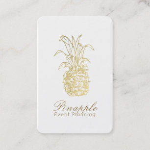 Guld Tropisk Elegant Modern Vintage Ananas Visitkort