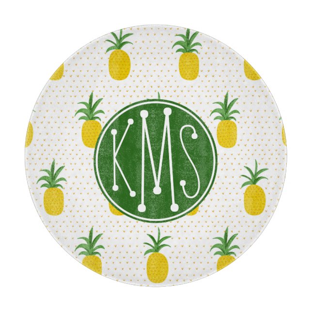 Guld- tropisk Monogram för ananas | (Framsidan)
