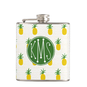Guld- tropisk Monogram för ananas Fickplunta