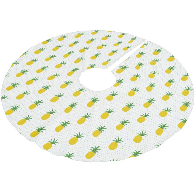 Guld- tropisk Monogram för ananas | Julgransmatta Borstad Polyester (Vinklad)