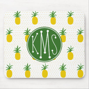 Guld- tropisk Monogram för ananas Musmatta