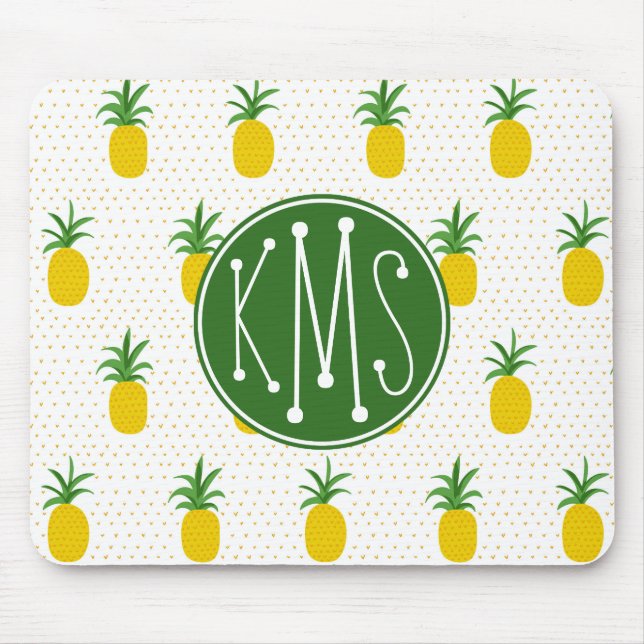 Guld- tropisk Monogram för ananas | Musmatta (Framsidan)