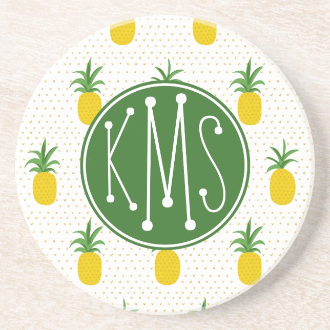 Guld- tropisk Monogram för ananas | Underlägg (Framsidan)