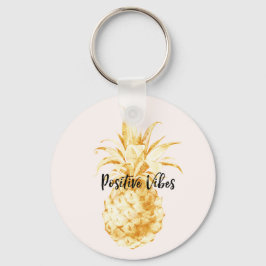 Guld Tropiska ananas Nyckelring