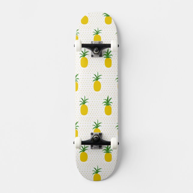 Guld- tropiska ananas old school skateboard bräda 21,6 cm (Framsida)