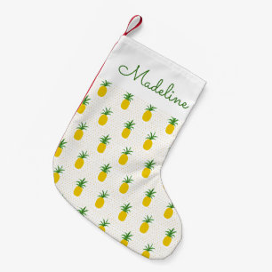 Guld- tropiska ananas   tillfogar ditt namn liten julstrumpa
